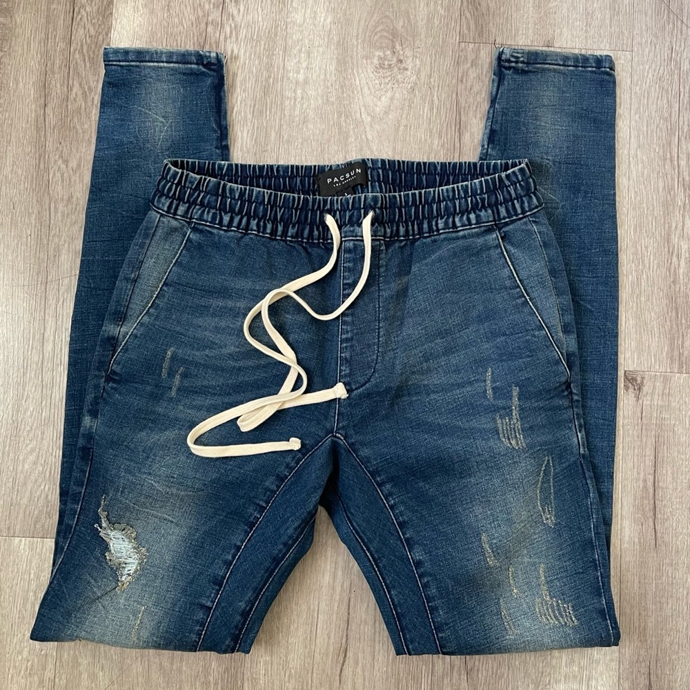 PacSun Active Stretch Denim Joggers Blue